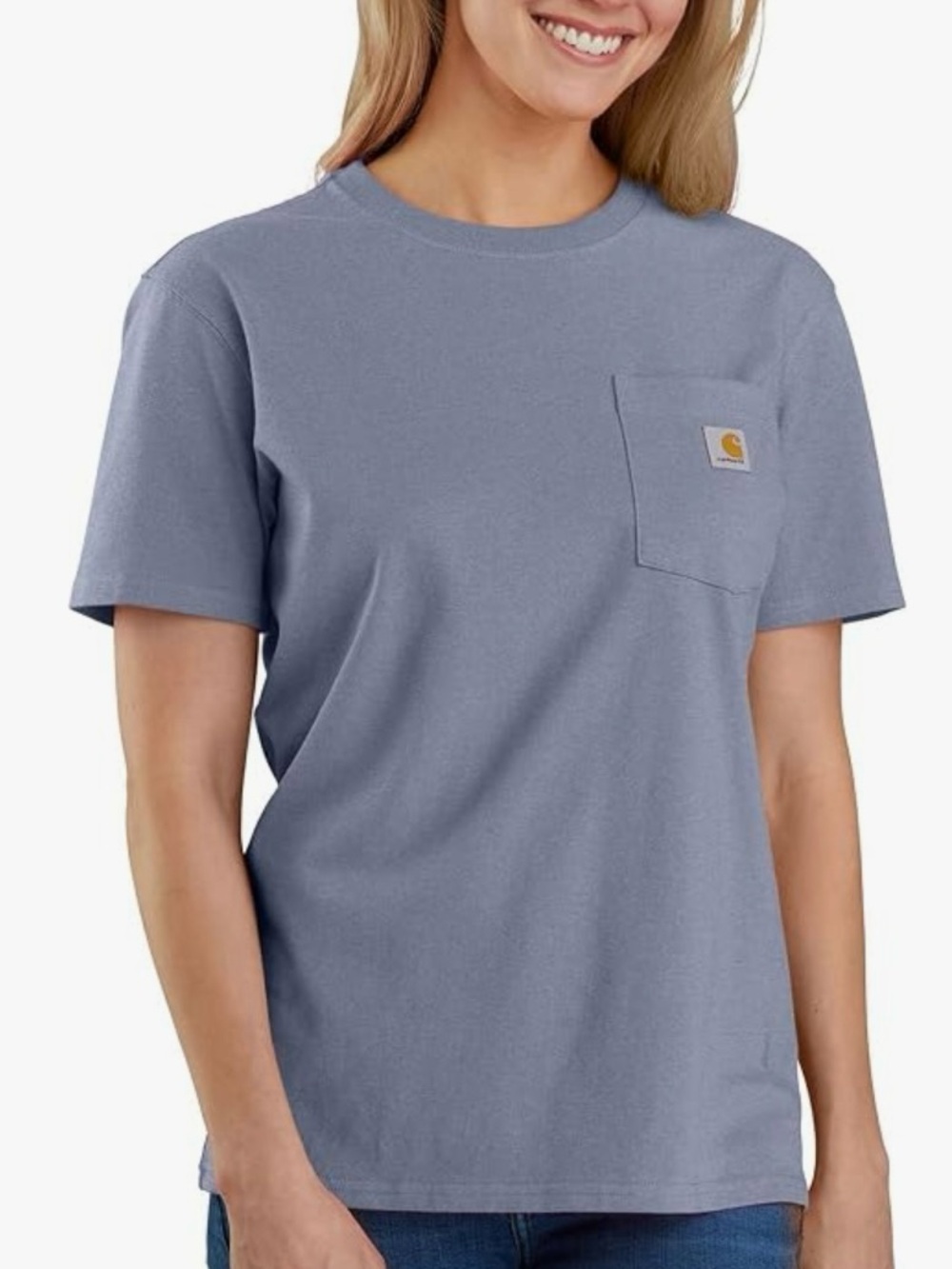 Carhartt WomensShort Sleeve Pocket Tee in Heather Blue